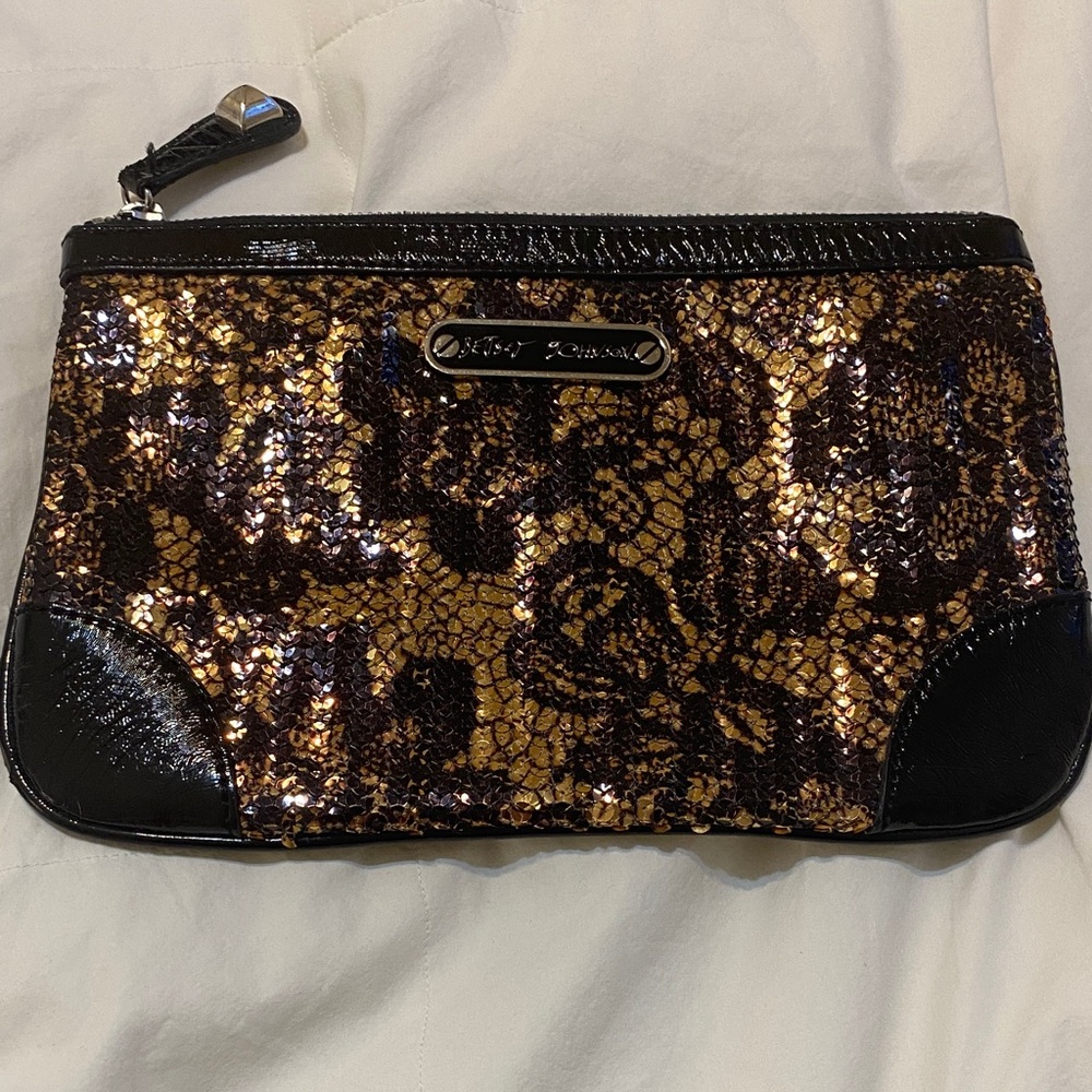 Betsey Johnson Chic Black and Gold Women's Clutch